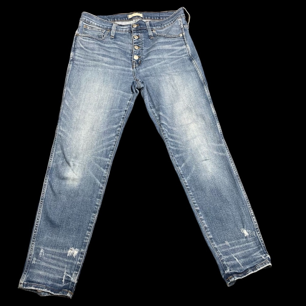 Madewell Women’s 30 Slim Straight Jeans Distressed Button-Front Edition - Picture 3 of 16